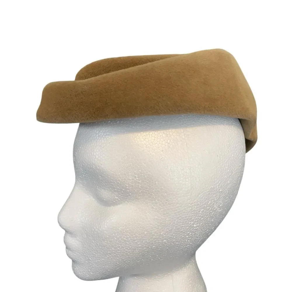 Vintage Florence Reichman Camel Tan Fascinator Hat